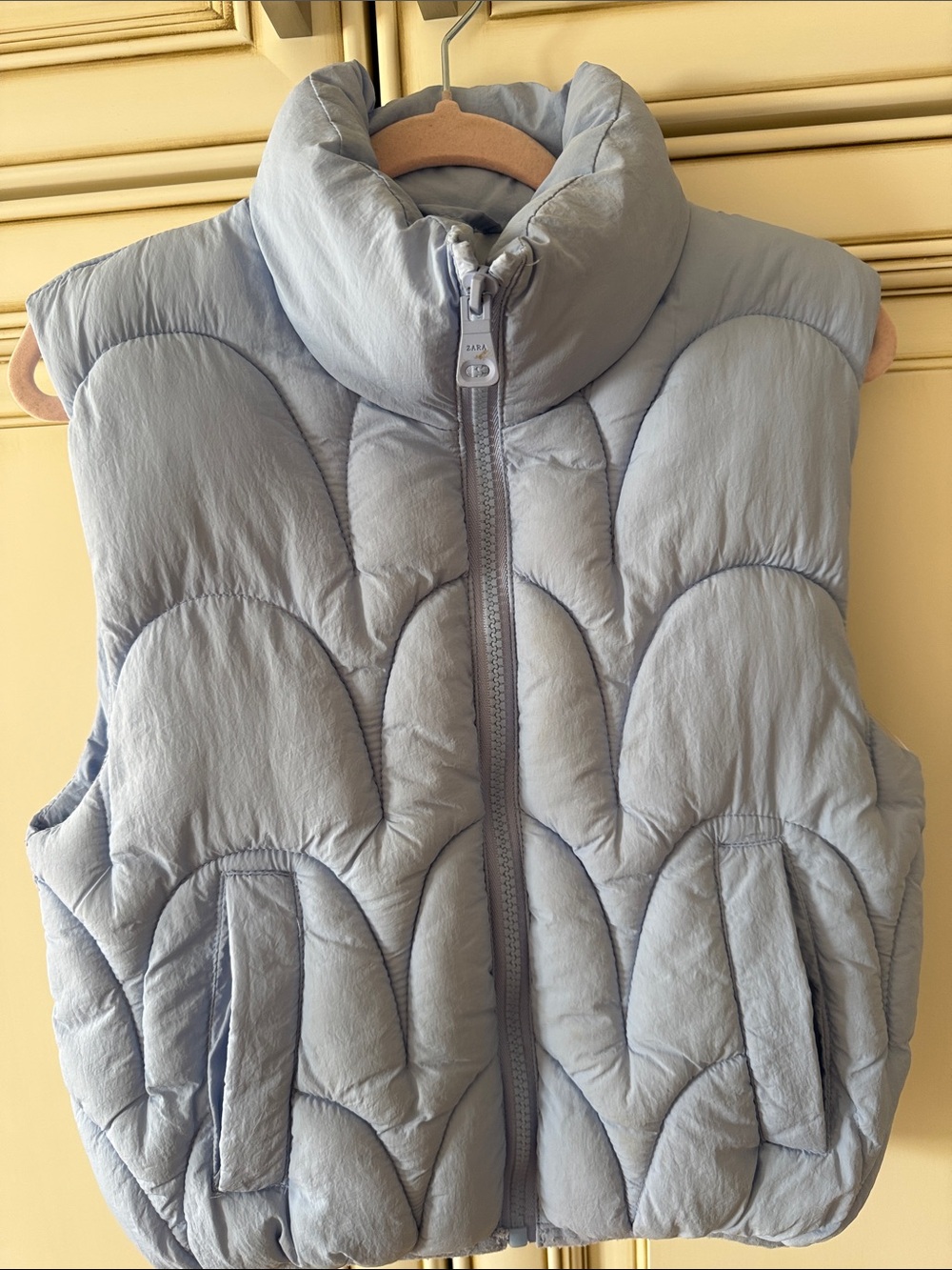 Zara Light Blue Quilted Puffer Vest - Girls Sleeveless Jacket